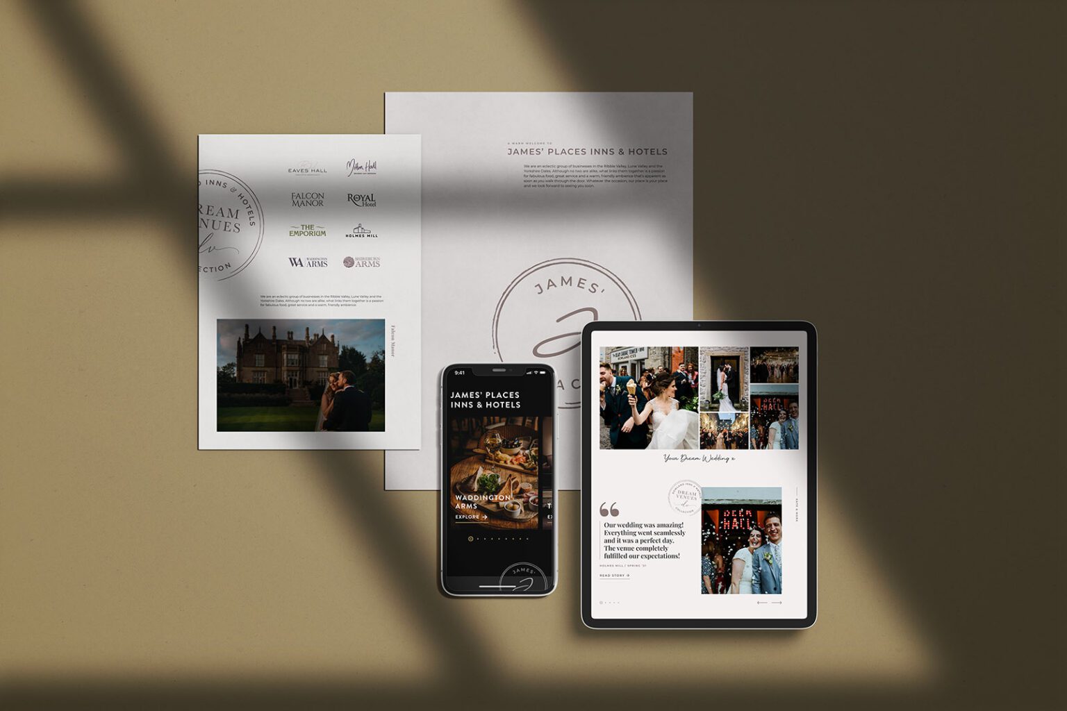 James' Places website designs shown on mobile and tablet