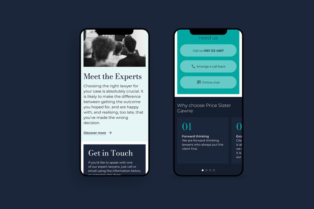 PSG website on mobile phone screens