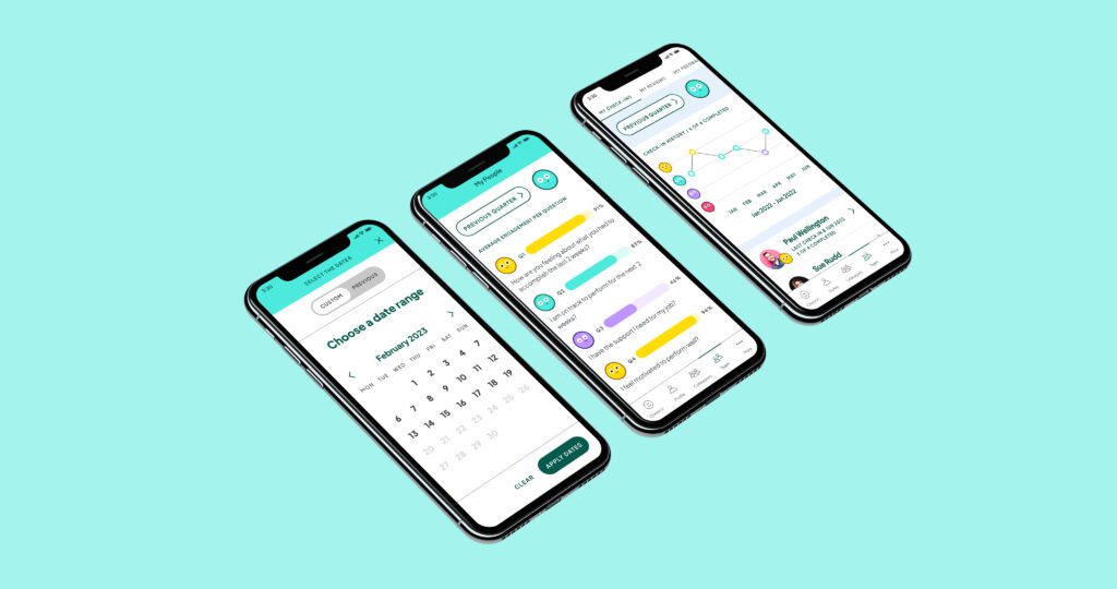 Emotie website design on mobile phone screens