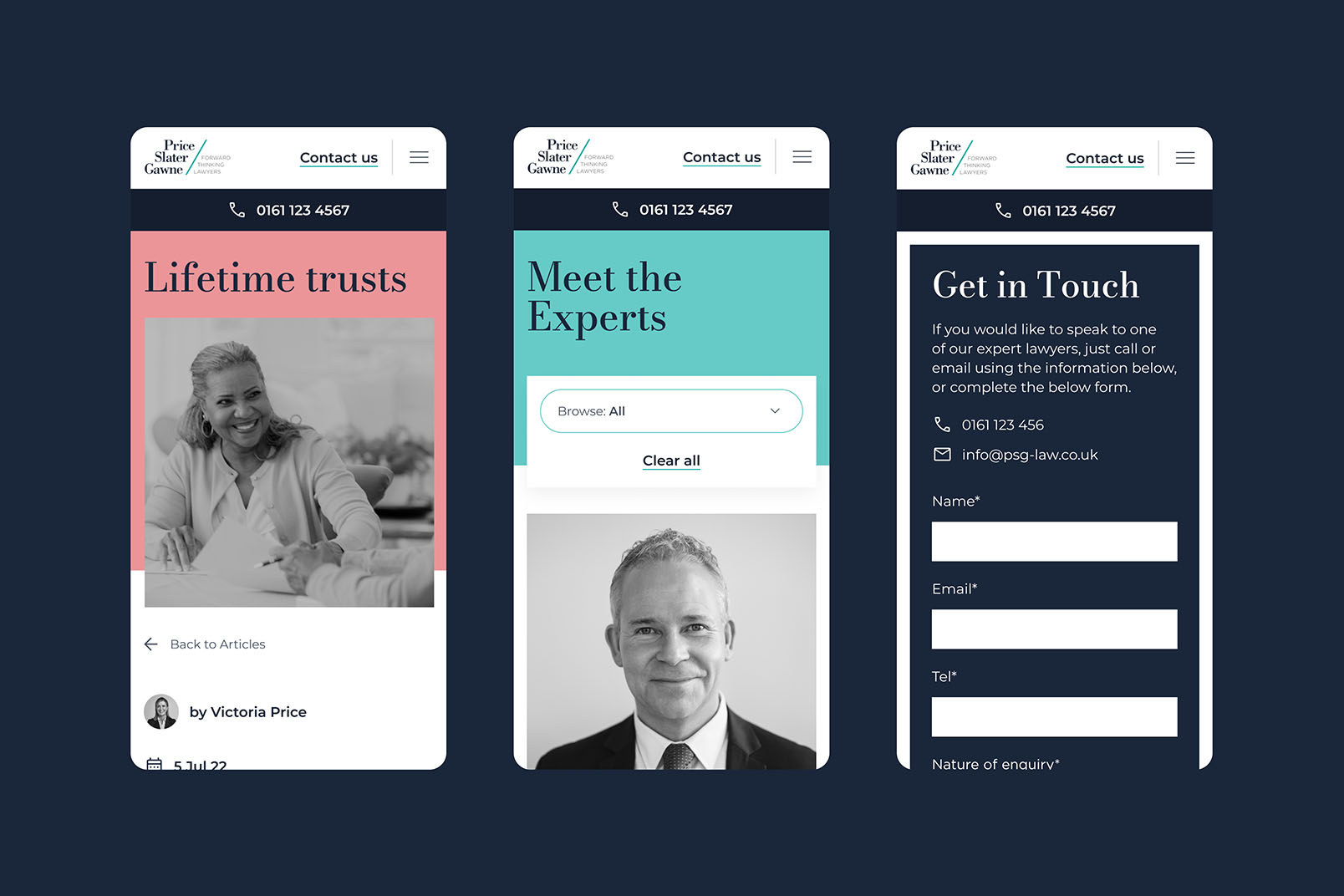 Images of PSG website headers in various colourways