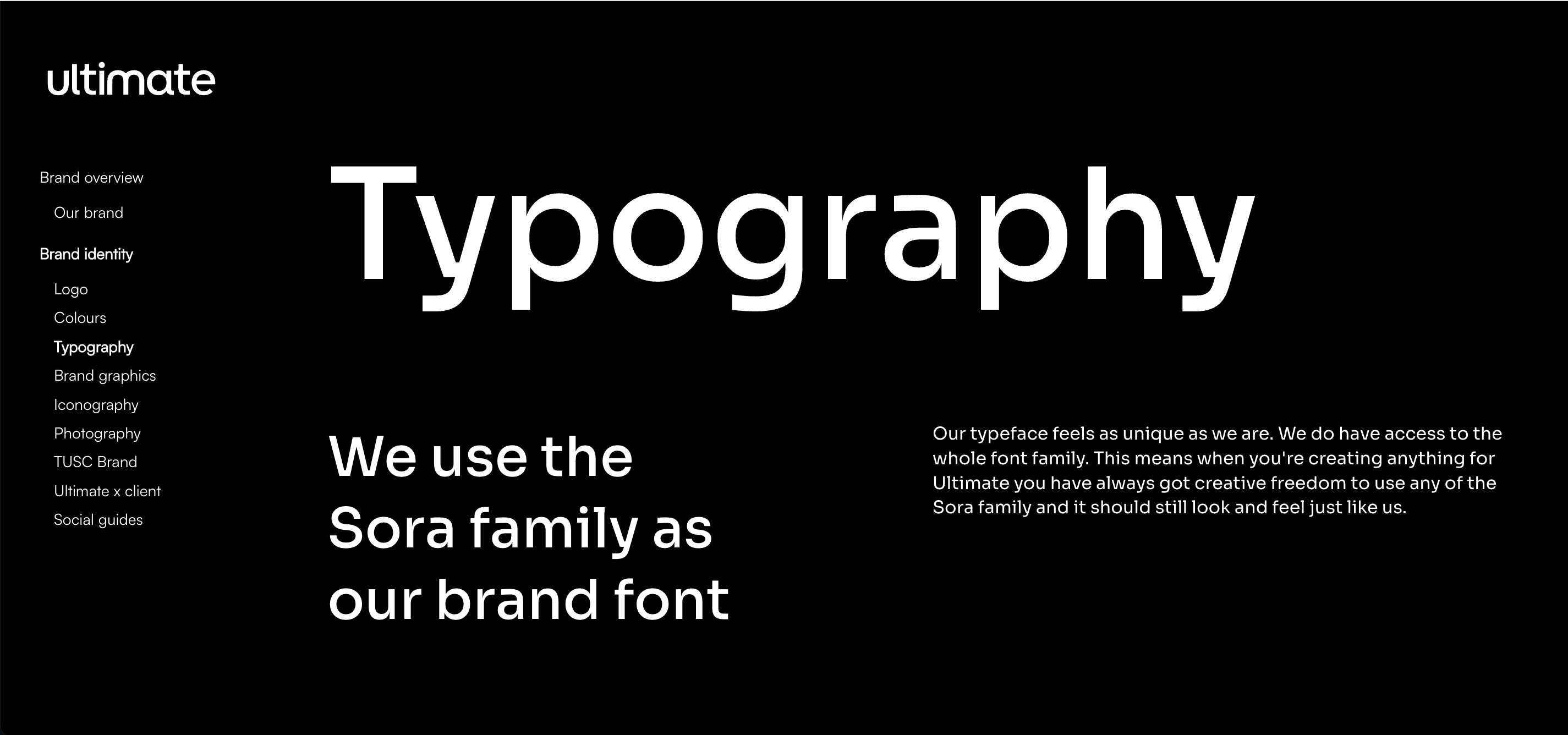 Screenshot of Ultimate's brand guidelines, showing our typography.