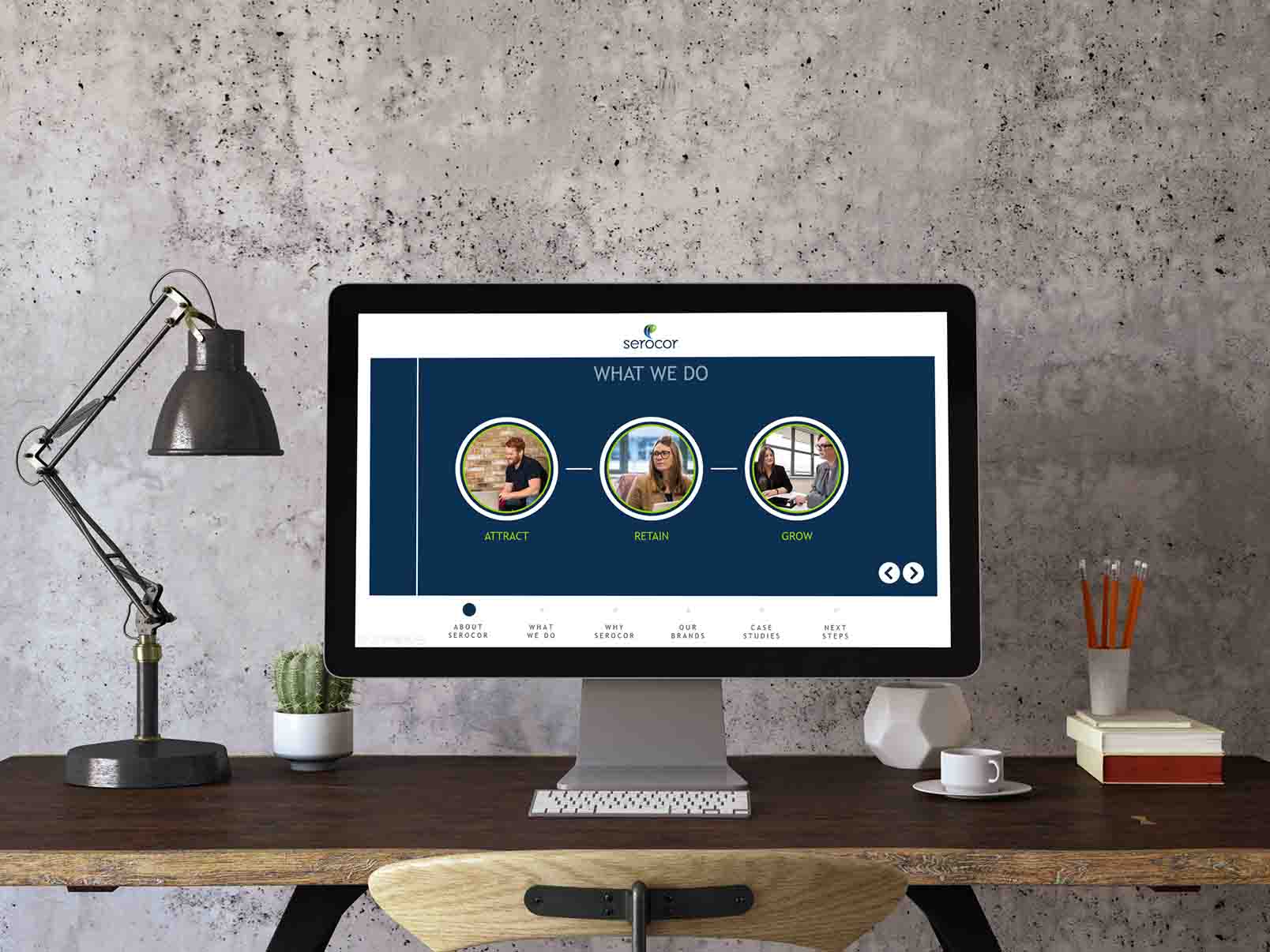 A computer screen displays sales presentation for Serecor.