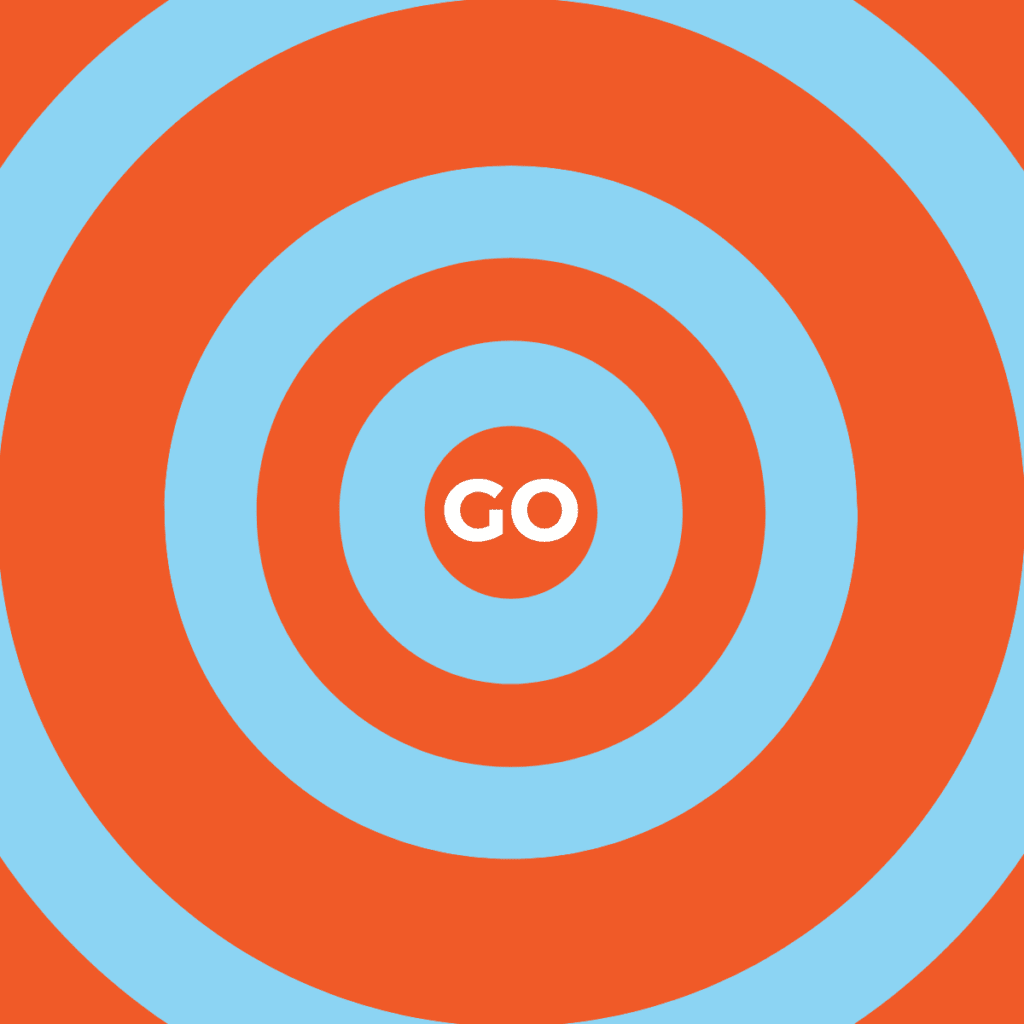 Image with target-style graphic and 'GO' in the centre