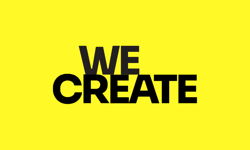 Text reading "We create"