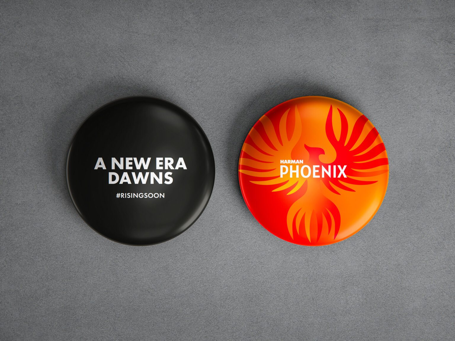 Harman Phoenix pin badge designs