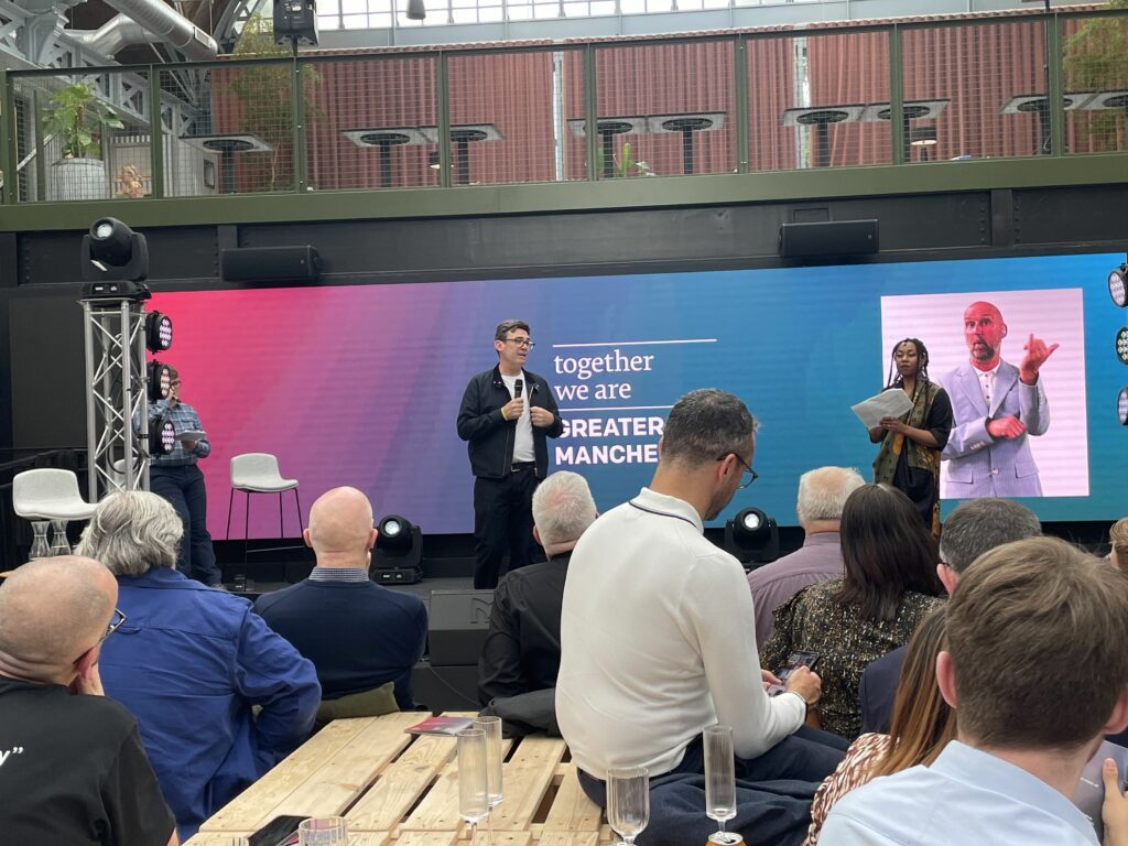 Andy Burnham speaking at the Greater Manchester Strategy 2025